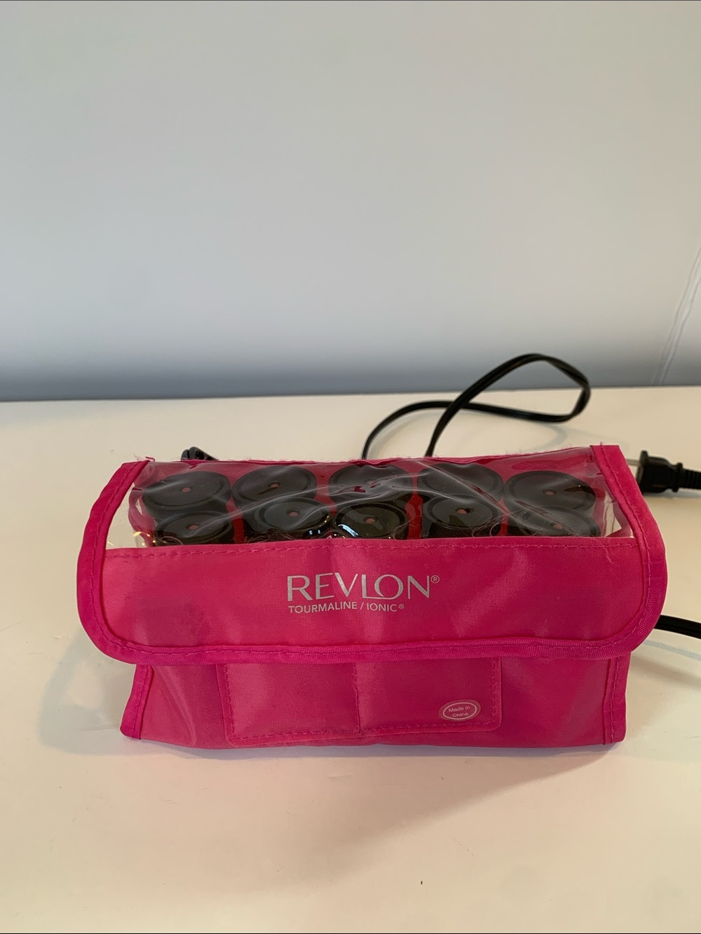 Revlon Perfect Heat Tourmaline Ionic 10 Travel Hot Rollers Set Pink Pouch